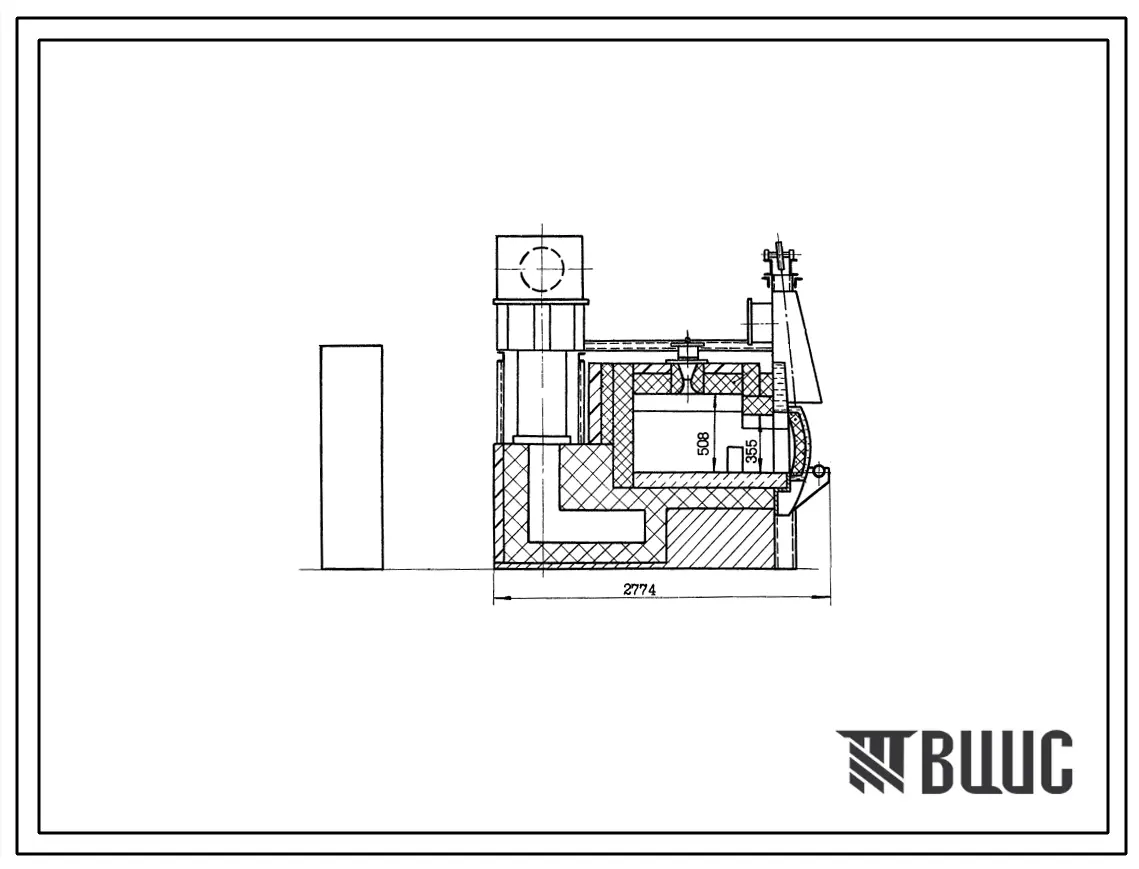 Типовой проект 406-9-205 Печь нагревательная камерная размерами пода 0,58х0,58 м на газе низкого давления с отводом дыма в боров