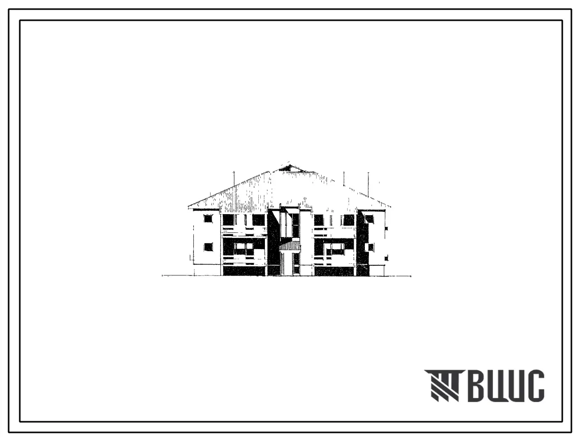 Типовой проект 114-12-146 Двухэтажный односекционный жилой дом на 8 квартир (однокомнатных 1Б-4, двухкомнатных 2Б-4) с упрощенным благоустройством (с люфт-клозетами). Для сельского строительства в 1В климатическом подрайоне, 2 и 3 климатический районах