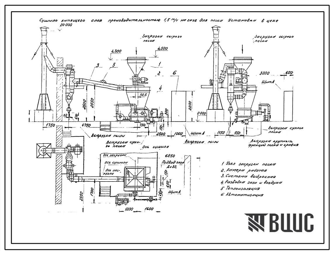 Проект 11827 Сушило кипящего слоя производительностью 1,5т/ч на газе для песка. 
