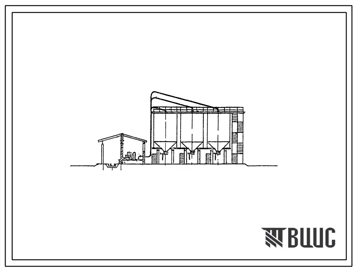 Типовой проект 705-1-26 Прирельсовые склады силосного типа емкостью 500, 1000 и 1500 т для хранения фосфоритной муки и известковых материалов (с металлическими силосами емкостью по 250 т).