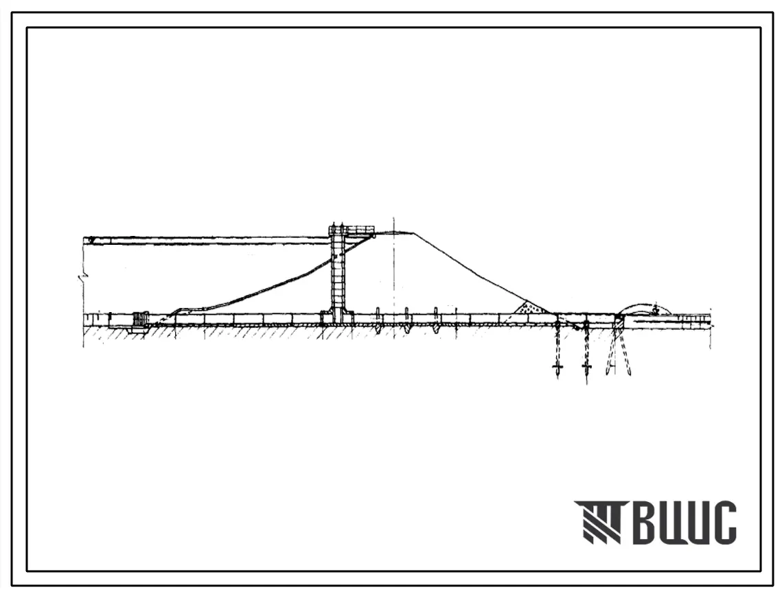 Типовой проект 820-98 Трубчатые водоспуски в теле земляных плотин. Расход до 0,7 мкуб./сек, напоры от 8 до 12 м. (Сооружения из сборного железобетона).