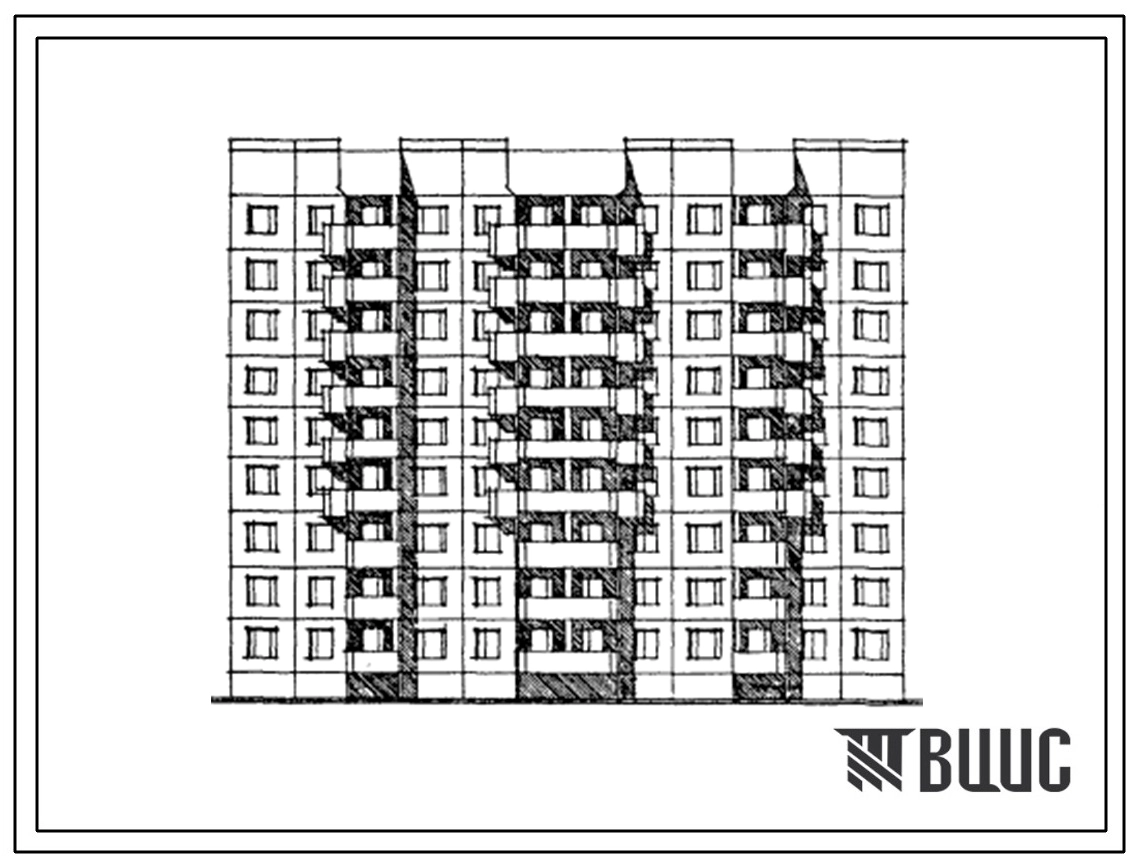 Типовой проект 112-038.86 Крупнопанельные жилые дома. Блок-секция 9-этажная 72-квартирная меридиональная 1Б.1Б.2Б.2Б.2Б.2Б.2Б.2Б