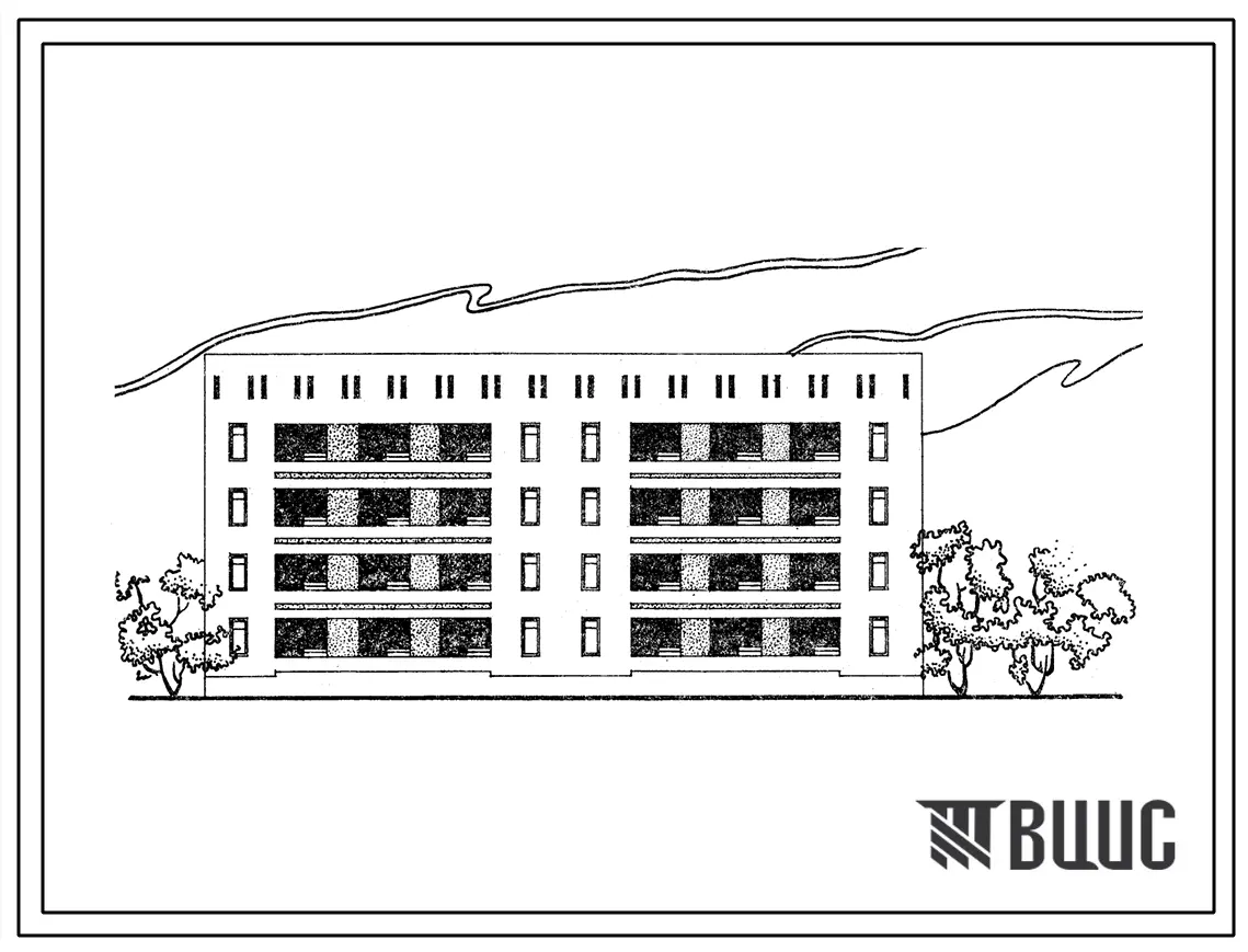 Типовой проект 63-020с.83 Блок-секция четырехэтажная 16-квартирная рядовая с торцовыми окончаниями 4Б.3Б.-5А.2Б.