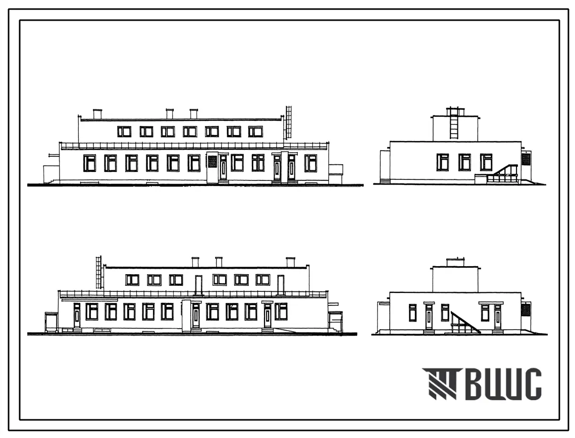 Типовой проект 254-9-82 Пищеблок районной больницы на 400 коек с поликлиникой на 600 посещений в смену. Здание одно-,    двухэтажное. Стены из кирпича.