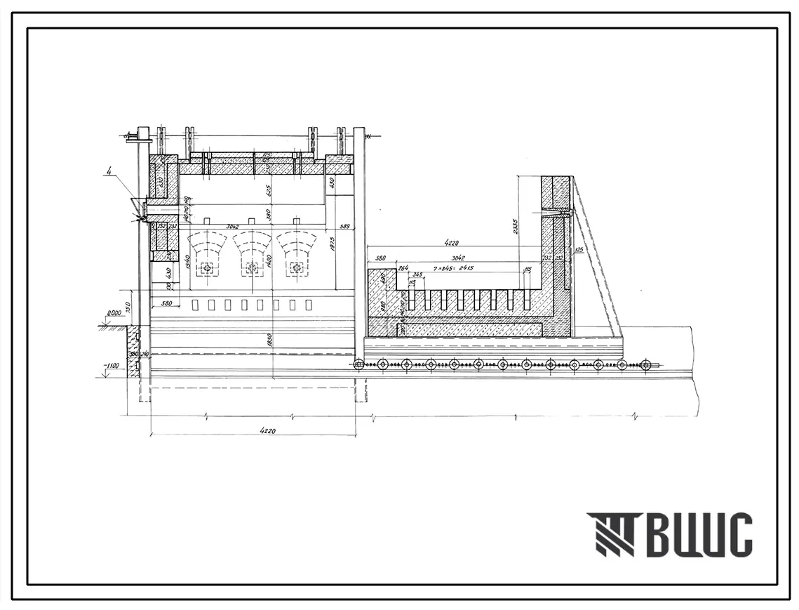 Типовой проект 409-21-046.86 Камерная печь обжига глины и огнеупоров площадью 6м2 на газе. Единовременная загрузка печи 4000 кг