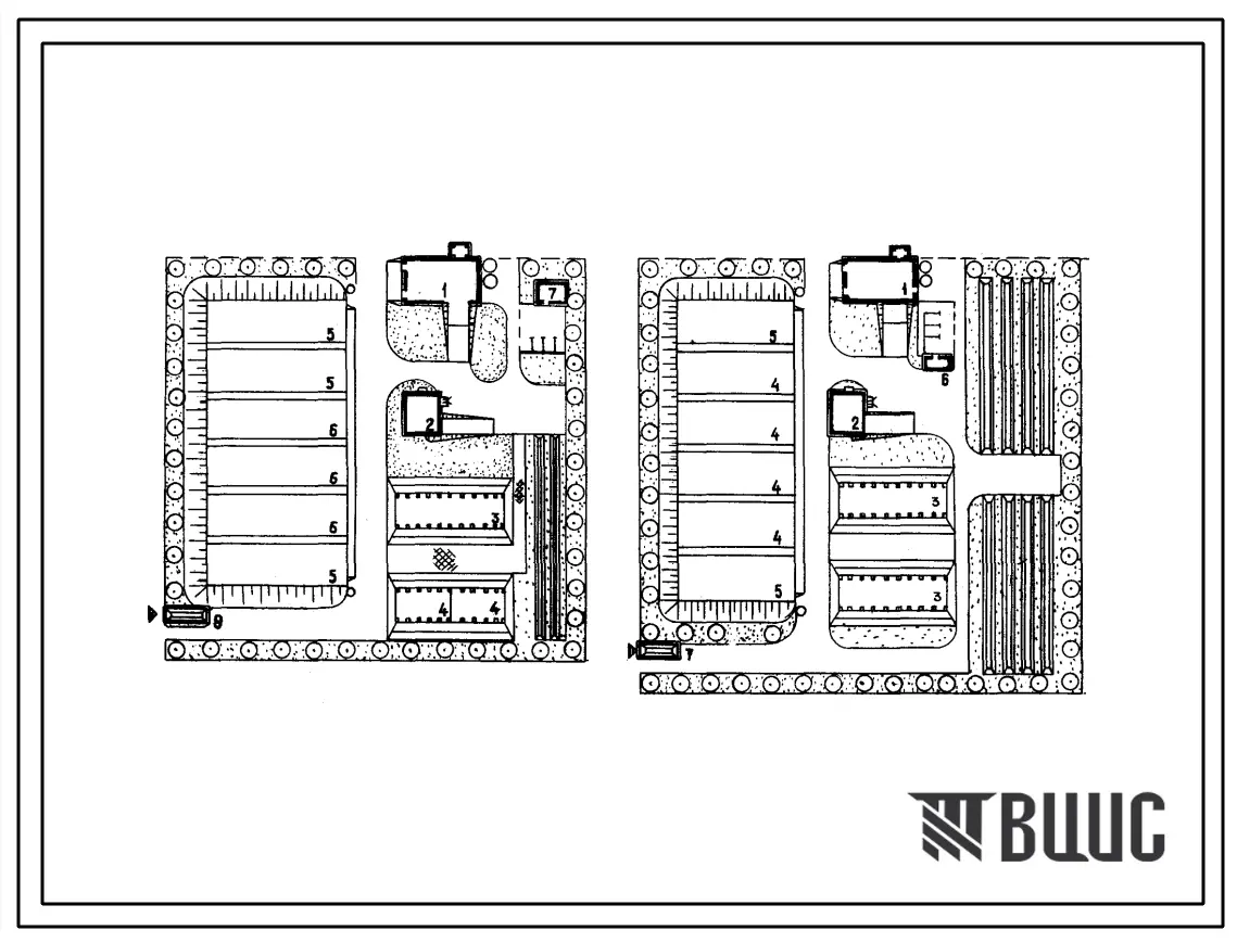 Типовой проект 801-09-15.84 Кормовые дворы для ферм по производству молока на 400, 800 и 1200 коров (силосный и сенажный типы кормления)