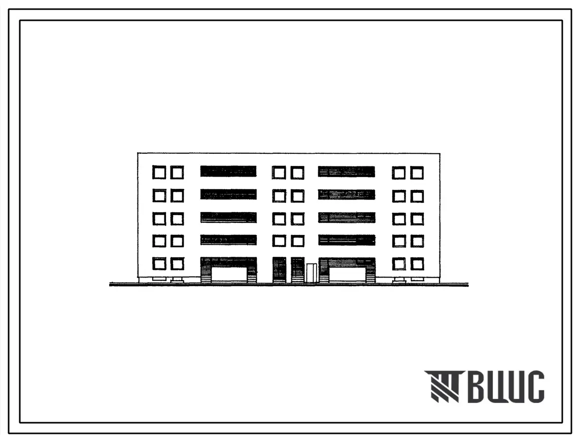 Типовой проект 166-02/1 Блок-секция пятиэтажная боковая правая на 20 квартир (двухкомнатных 2Б-10, трехкомнатных 3Б-10).  Для строительства во 2В климатическом подрайоне Литовской ССР
