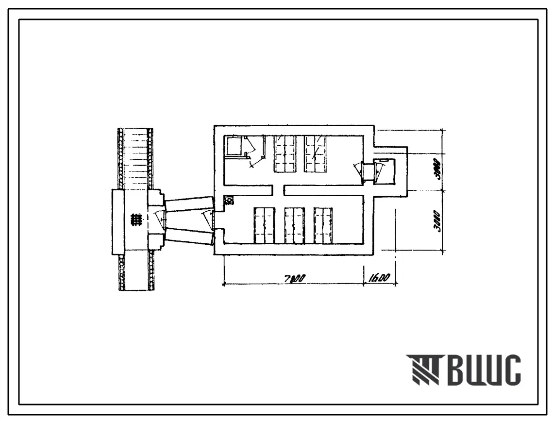 Типовой проект Ау-II,III,IV-50-74/23 Быстровозводимые убежища на 50 чел. Стены    из    бетонных   блоков    по    серии 1.116-1 (ГОСТ 13579-78). Для сухих грунтов (убежище на 50 человек, размеры убежища 7м на 6м, режимы вентиляции 1,2)