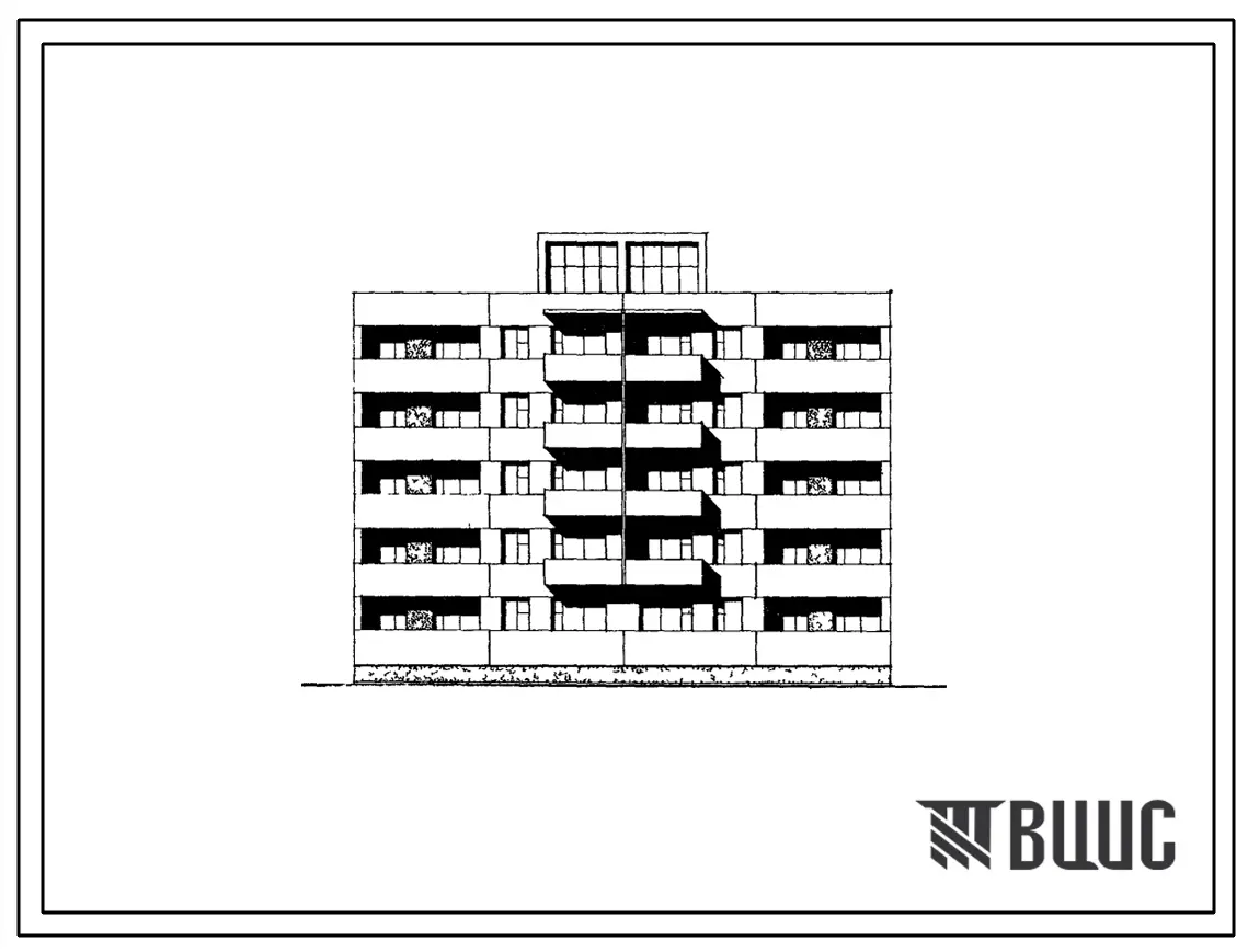 Типовой проект 72-010с Пятиэтажная блок-секция рядовая правая на 19 квартир (однокомнатных 1А-5; двухкомнатных 2А-4; четырехкомнатных 4Б-4; пятикомнатных 5Б-6). Для строительства в 1А климатическом подрайоне Тувинской АССР сейсмичностью 7 и 8 баллонов