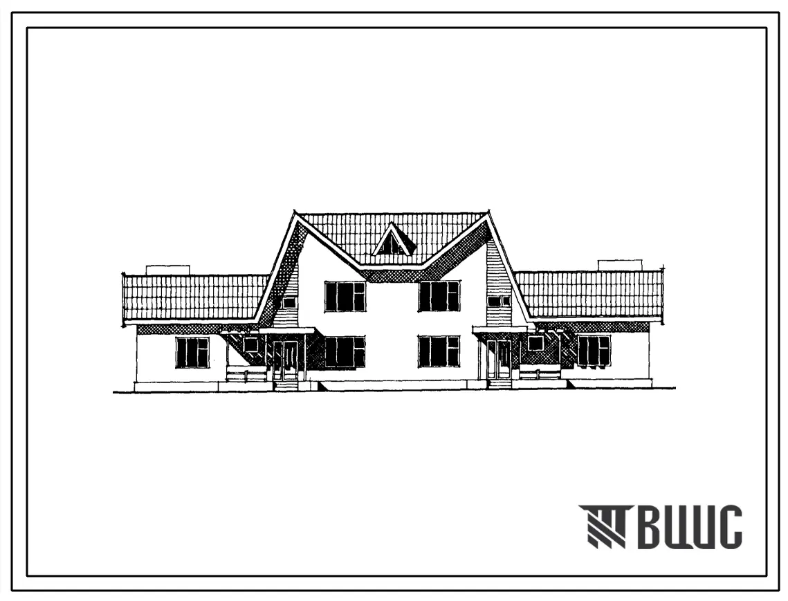 Типовой проект 144-24-301.13.88 Двухквартирный двухэтажный жилой дом с 4-комнатными квартирами (для индивидуальных застройщиков южных районов УССР)