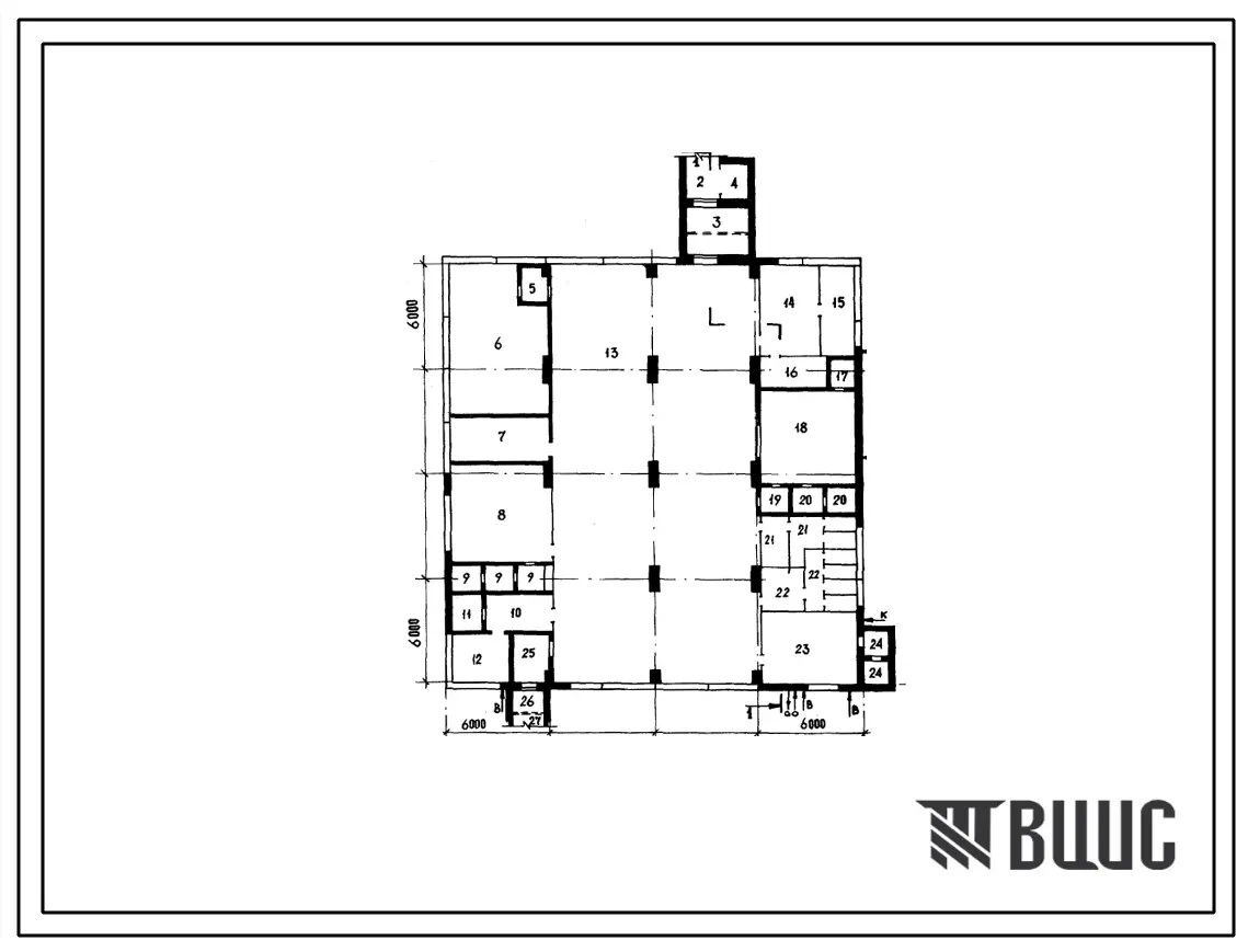 Типовой проект А-II,III,IV-600-301.85 Склад материалов и оборудования отдельно стоящий (убежище на 600 человек, размеры убежища 24м на 24м, режимы вентиляции 1,2,3).