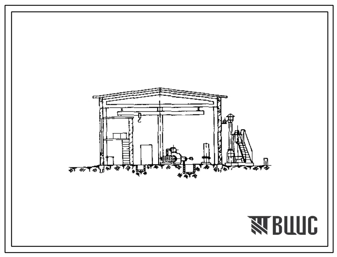 Типовой проект 904-1-1, тип 1 Станция типа 4К-10А производительностью 40 м3/мин сжатого воздуха. Электроснабжения станции на напряжение 380/220 в от трансформаторной подстанции завода при расстоянии не более 300 м.