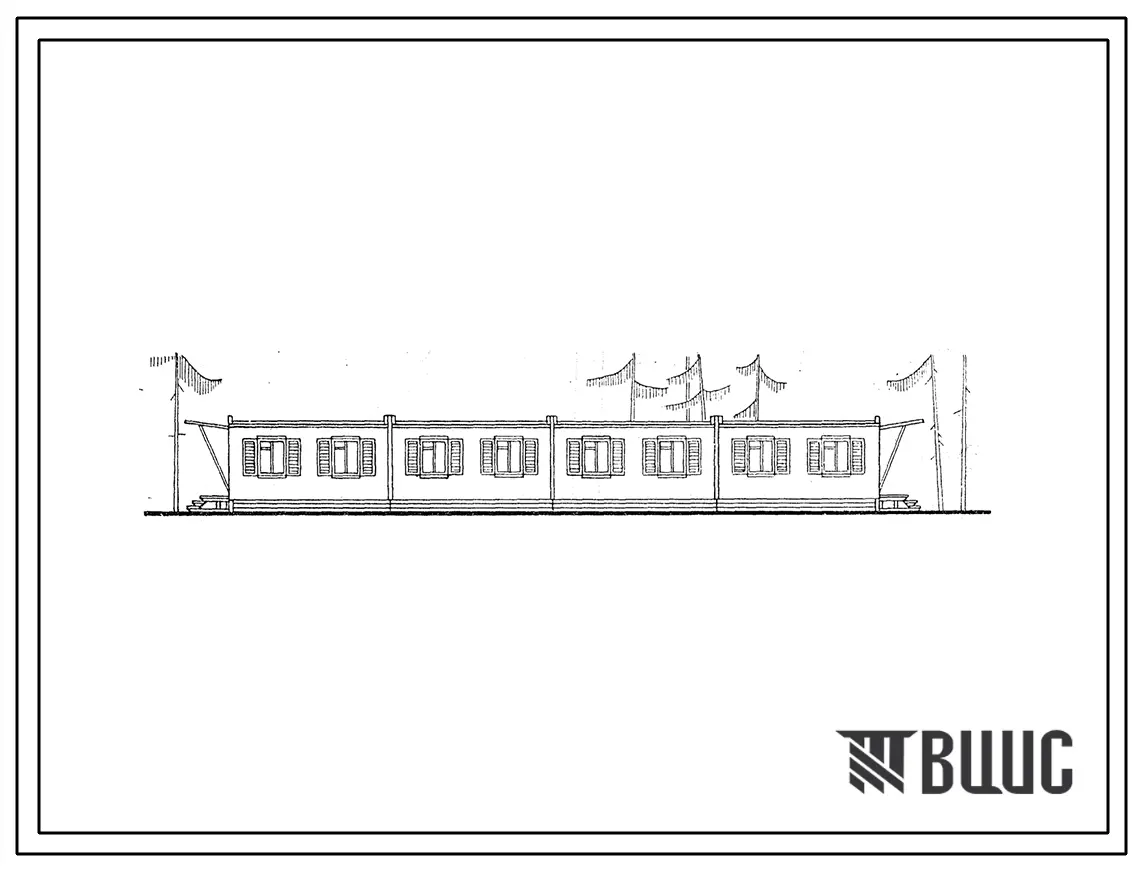 Типовой проект 420-04-16 Временные здания и сооружения контейнерного типа с деревянным каркасом и стальной опорной рамой по серии 420-04. Столовая на 50 посадочных мест.