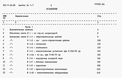 Состав альбома. Типовой проект 901-7-18.90Альбом 10 Сметы. Часть 1, часть 2