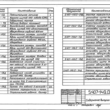 Состав фльбома. Серия 5.407-149 УстановкаВыпуск 0 Материалы для проектирования 