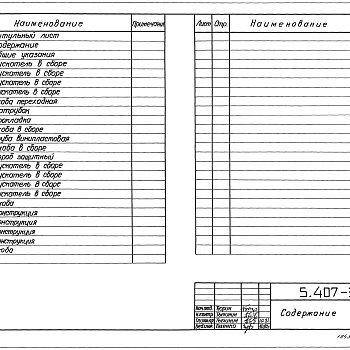 Состав фльбома. Серия 5.407-33 УстановкаВыпуск 2 Чертежи изделий