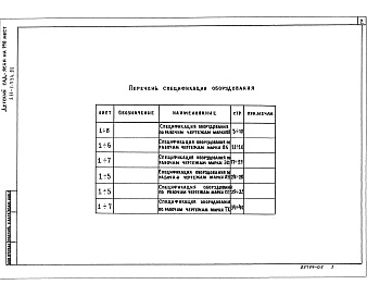 Состав альбома. Типовой проект 211-1-534.92Альбом 5 Спецификация оборудование    