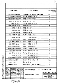 Состав альбома. Типовой проект 274-20-143.84Альбом 7 Железобетонные и металлические изделия   