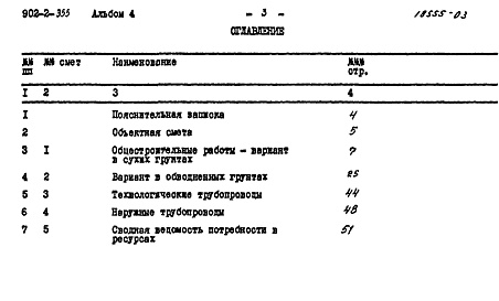 Состав альбома. Типовой проект 902-2-355Альбом 4 Сметы 