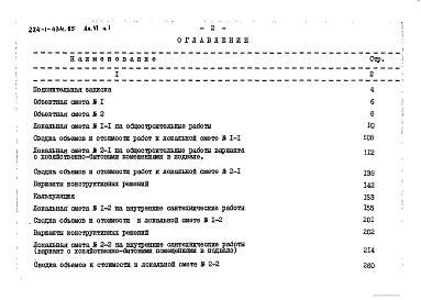 Состав альбома. Типовой проект 224-1-434.85Альбом 6 Сметы (2 части)          