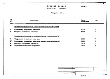 Состав альбома. Типовой проект 902-2-377.83Альбом 10 Сборник спецификаций оборудования