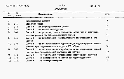 Состав альбома. Типовой проект 901-6-58Альбом 9 Сметы. Часть 1, часть 2, часть 3, часть 4, часть 5
