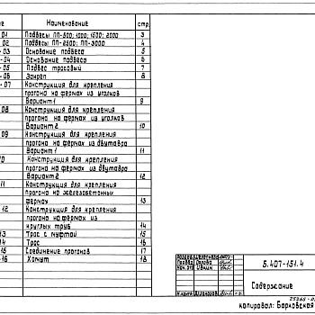 Состав фльбома. Серия 5.407-151 УстановкаВыпуск 4 Изделия. Рабочие чертежи