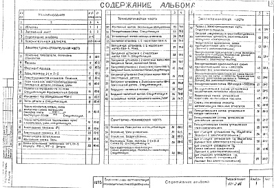 Состав альбома. Типовой проект 901-2-84Альбом 1 Архитектурно-строительная, технологическая, санитарно-техническая, электротехническая части 