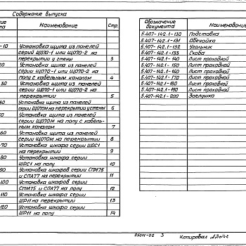 Состав фльбома. Серия 5.407-142 УстановкаВыпуск 1 Узлы и изделия. Рабочие чертежи 