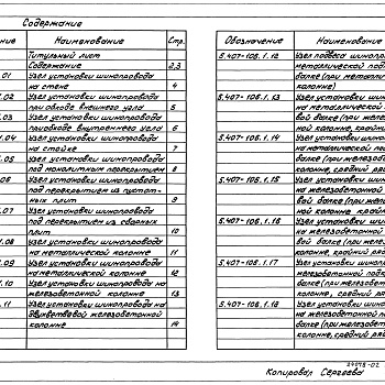 Состав фльбома. Серия 5.407-106 ПрокладкаВыпуск 1 Узлы. Рабочие чертежи