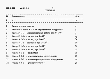 Состав альбома. Типовой проект 901-3-158Альбом 6 Сметы     