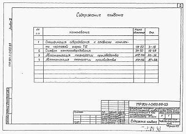 Состав альбома. Типовой проект 901-1-0100.89Альбом 4 Спецификация оборудования