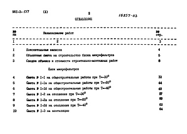 Состав альбома. Типовой проект 901-3-137Альбом 10 Сметы