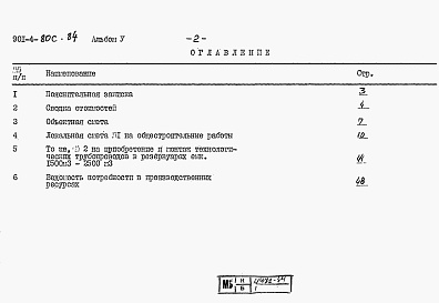 Состав альбома. Типовой проект 901-4-80с.84Альбом 5 Сметы.     