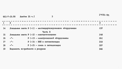 Состав альбома. Типовой проект 901-7-18.90Альбом 10 Сметы. Часть 1, часть 2