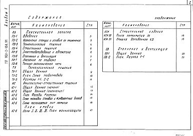 Состав альбома. Типовой проект 901-2-184.91Альбом 1 Пояснительная записка.Технологические решения.Архитектурно-строительные решения.Строительные изделия.Отопление и вентиляция.