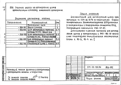 Состав альбома. Типовой проект 271-13-120.86Альбом 4 Задание заводу на изготовление щитов автоматизации      
