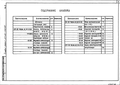Состав альбома. Типовой проект 271-20-148.86Альбом 2 Изделия железобетонные заводского изготовления. Изделия металлические. Изделия разные     