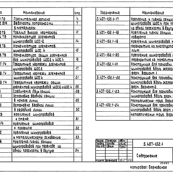 Состав фльбома. Серия 5.407-152 ПрокладкаВыпуск 1 Материалы для проектирования и рабочие чертежи