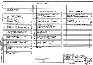 Состав альбома. Типовой проект 272-13-107.85Альбом 1 Пояснительная записка. Архитектурные решения. Конструкции железобетонные. Технология, механизация     