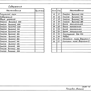 Состав фльбома. Серия 5.407-50 ПрокладкаВыпуск 2 Чертежи изделий