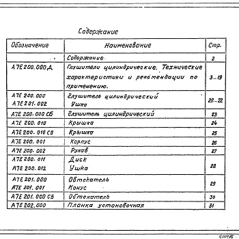 Состав фльбома. Серия 5.904-17 ГлушителиВыпуск 1-3 Цилиндрические глушители. Рабочие чертежи