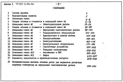 Состав альбома. Типовой проект 254-9-99с.84Альбом 5 Сметы    