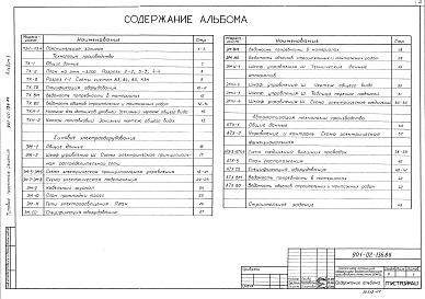 Состав альбома. Типовой проект 901-02-136.84Альбом 1Технология производства . Силовое электрооборудование. Автоматизация технологии производства.