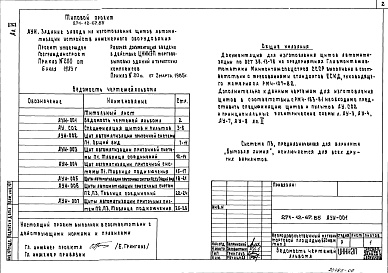 Состав альбома. Типовой проект 271-12-67.85Альбом 6 Задание заводу на изготовление щитов автоматизации     
