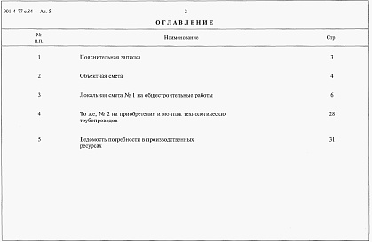 Состав альбома. Типовой проект 901-4-77с.84Альбом 5 Сметы   