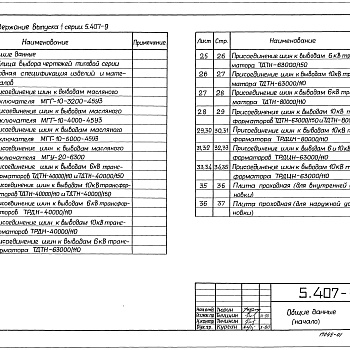 Состав фльбома. Серия 5.407-9 ПрисоединениеВыпуск 1 Чертежи монтажные