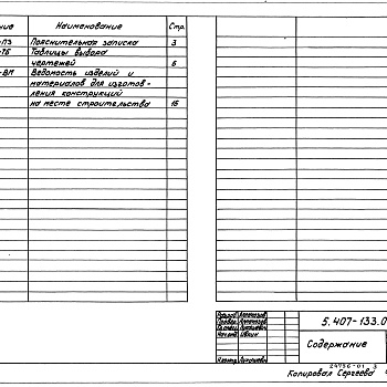 Состав фльбома. Серия 5.407-133 ВоздушныеВыпуск 0 Материалы для проектирования