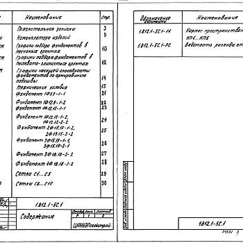 Состав фльбома. Серия 1.812.1-5с ФундаментыВыпуск 1 Материалы для проектирования. Технические условия. Рабочие чертежи