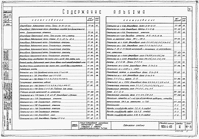Состав альбома. Типовой проект 901-1-10Альбом 2 Строительная часть